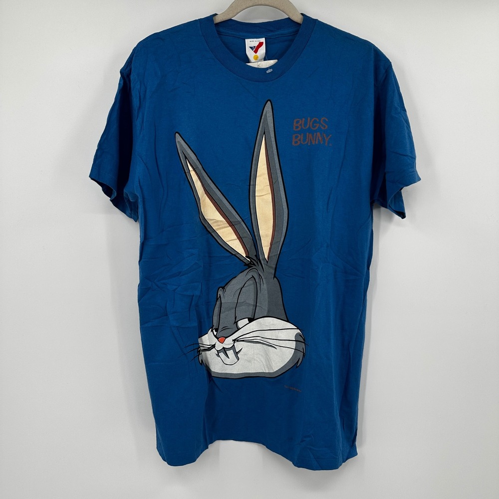 Vintage 1993 Bugs Bunny Looney Tunes T-Shirt Artex Blue Men Large NWT USA Warner